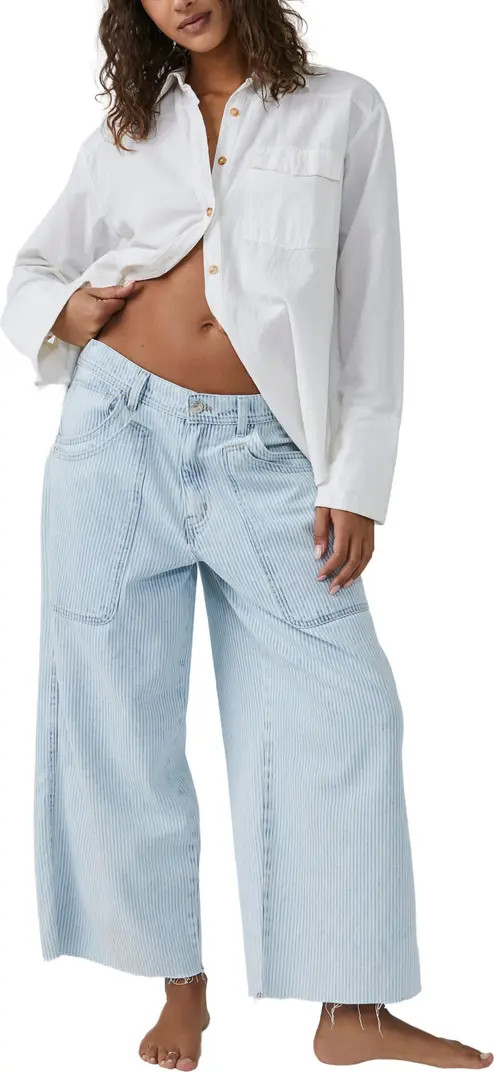 Piper Stripe Crop Wide Leg Jeans | Nordstrom