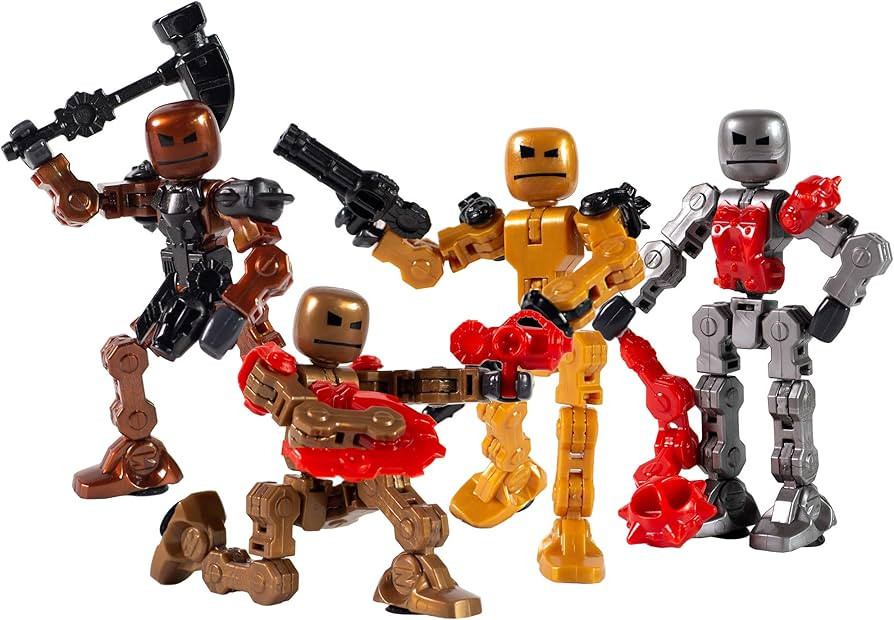 Zing Klikbot Complete Set of 4 Poseable Action Figures with Weapons, Translucent, Create Stop Mot... | Amazon (US)