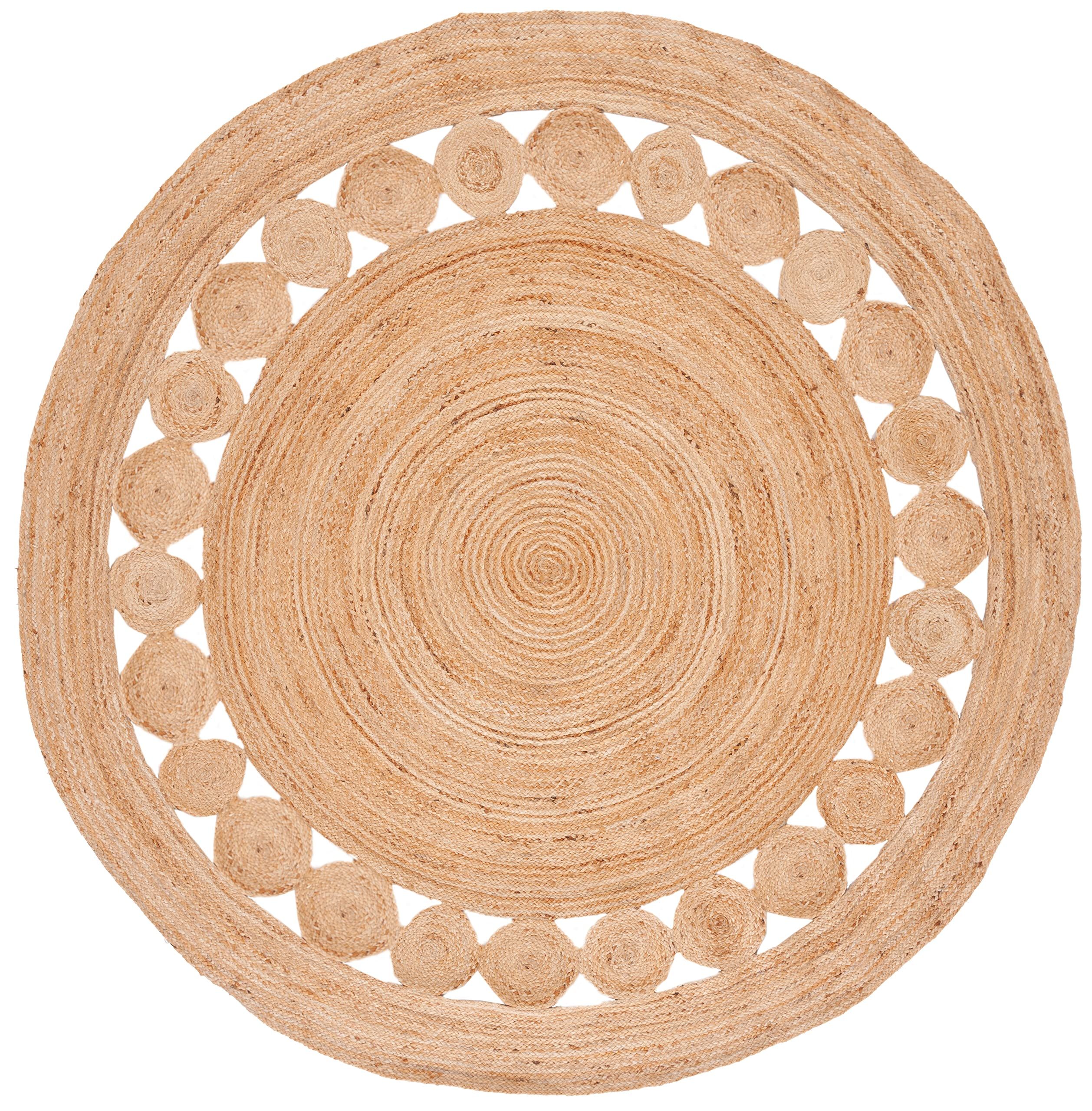 SAFAVIEH Natural Fiber Round Collection 3' x 3' Round Natural NF364A Handmade Boho Charm Farmhouse J | Amazon (US)