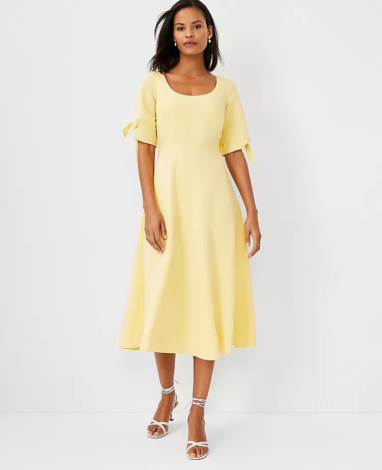 Tie Sleeve Scoop Neck Flare Dress | Ann Taylor | Ann Taylor (US)