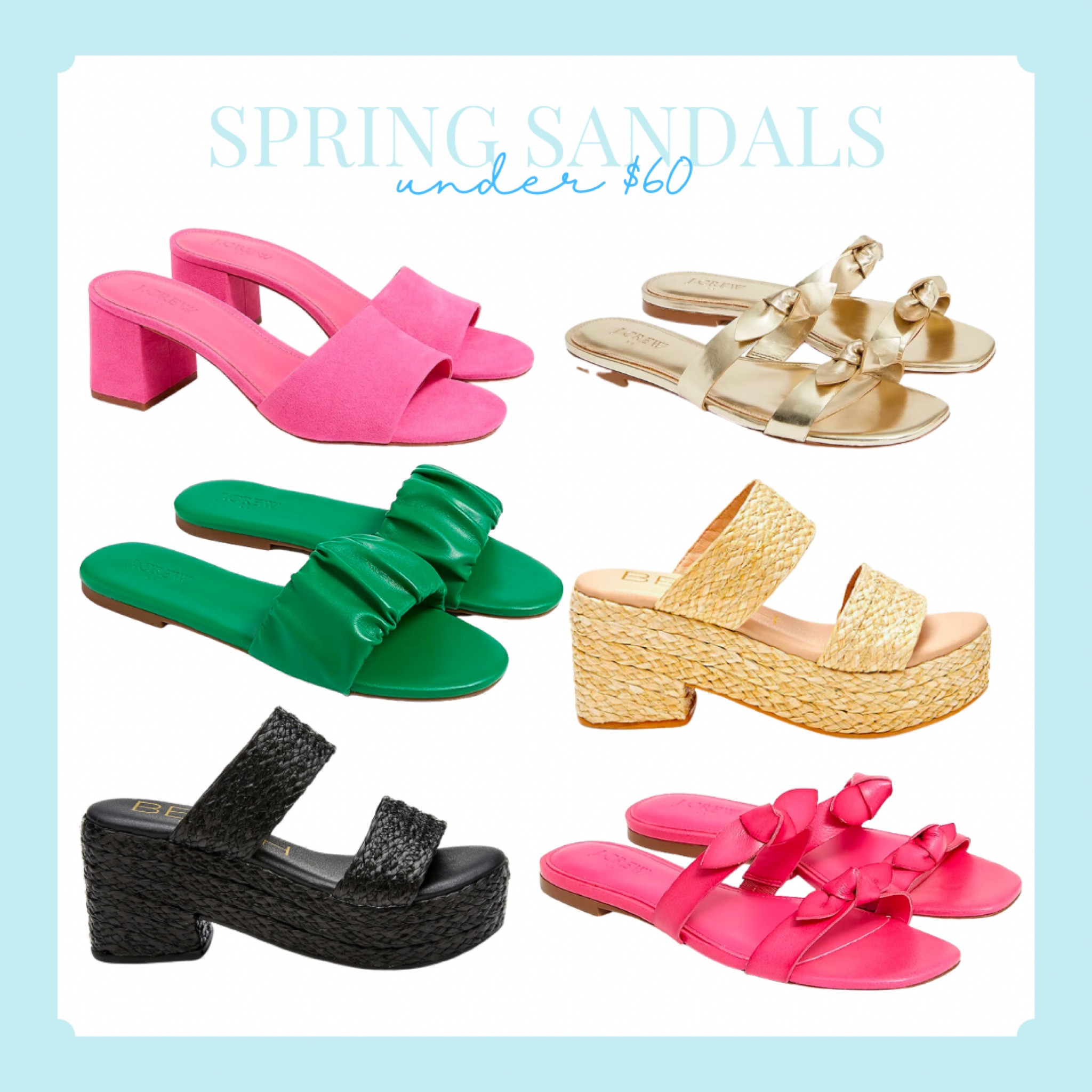 Spring sandals finds under $60 ☀️💐🌷

Pink heel sandal // ocean ave espadrille platform slide // green sandal // pink bow sandal // gold bow sandal // black raffia sandal 

#LTKunder50 #LTKshoecrush #LTKsalealert