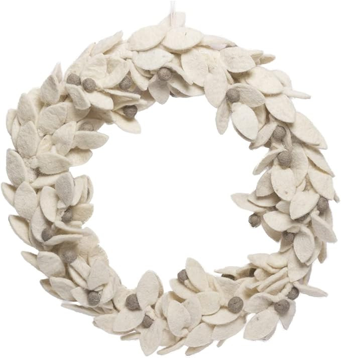 DeKulture Handmade Premium Wool Felt Wreath (White) Eco Friendly Needle Felted Christmas Xmas Tre... | Amazon (US)