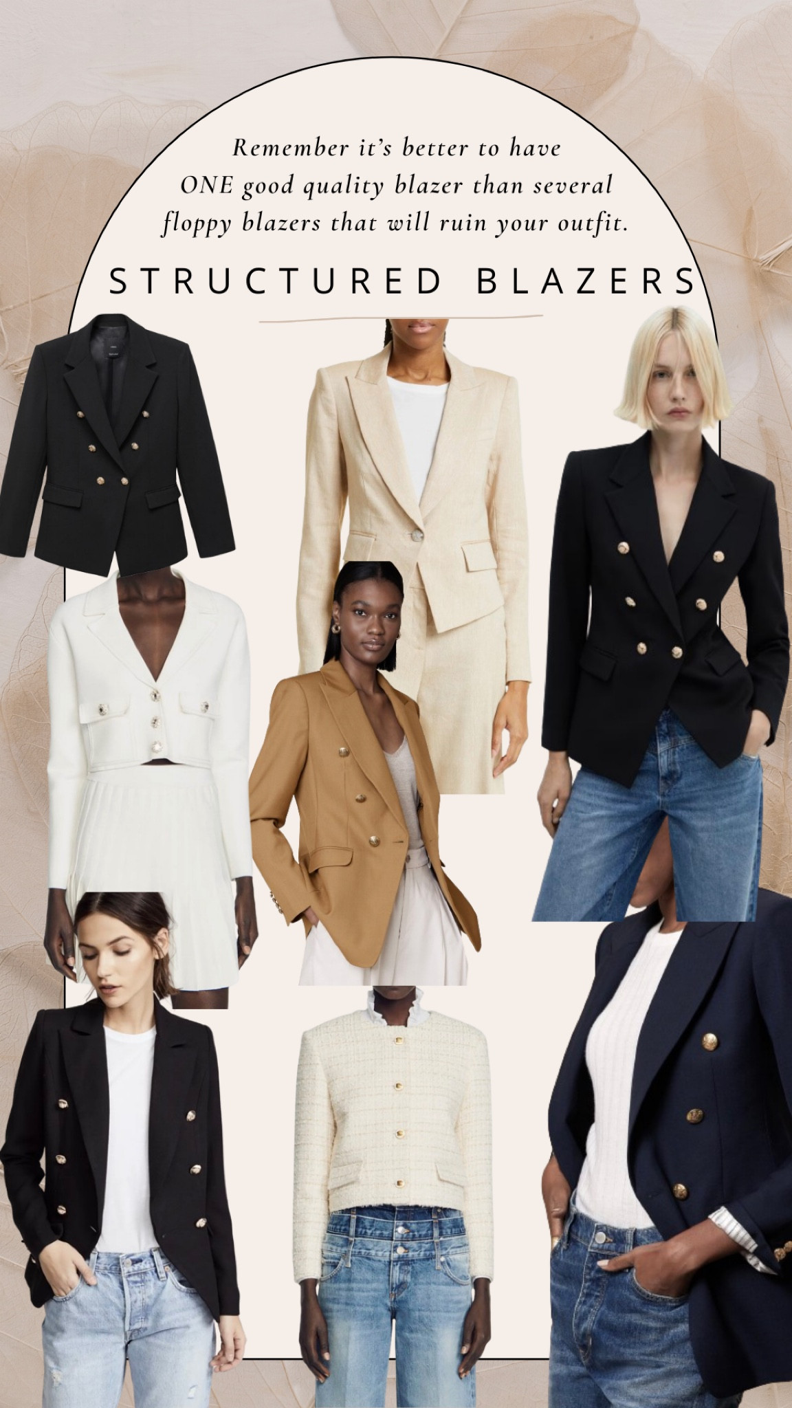 Structured blazer are so chic and elegant. Everyone needs one good quality blazer in their closet.

These will all work great for work outfits!



#LTKworkwear #LTKover40

#LTKSeasonal