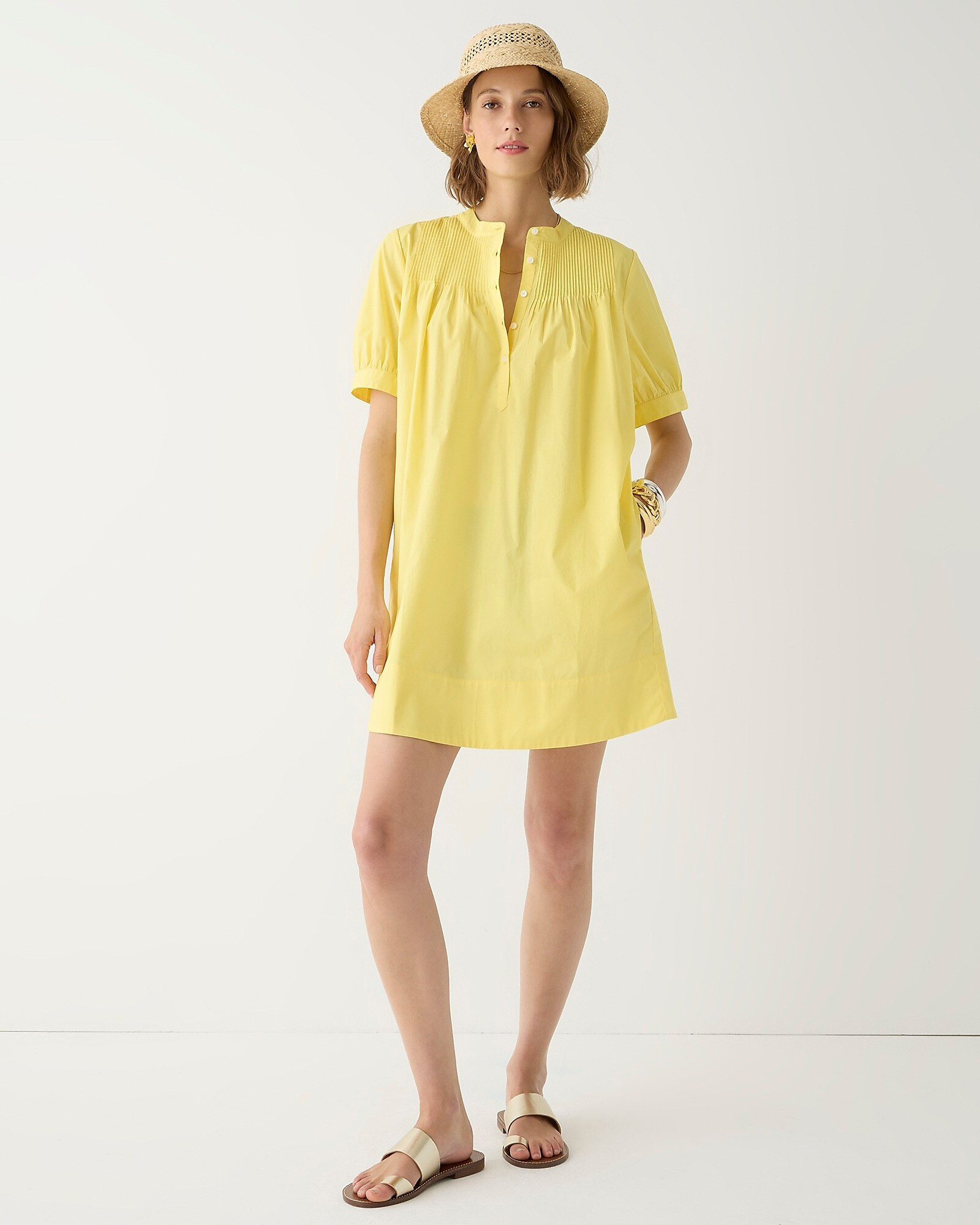 Short-sleeve mini shirtdress in cotton poplin | J. Crew US