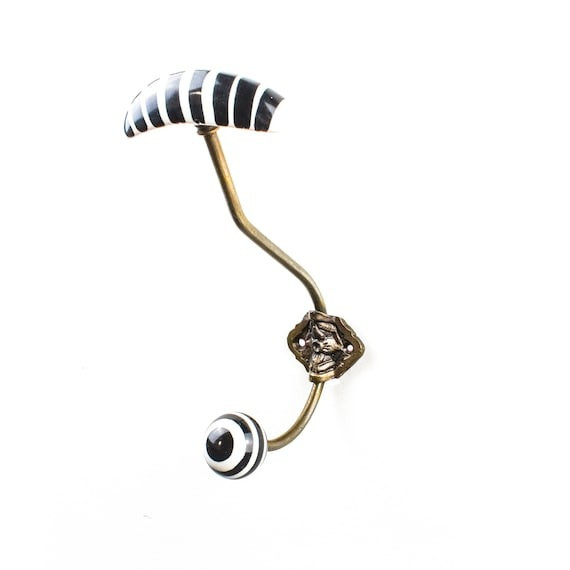 Zebra Striped Hat and Coat Hook, Vintage Wall Decor, Vintage Coat Hook, Entrance Wall Hook, Decor... | Etsy (US)