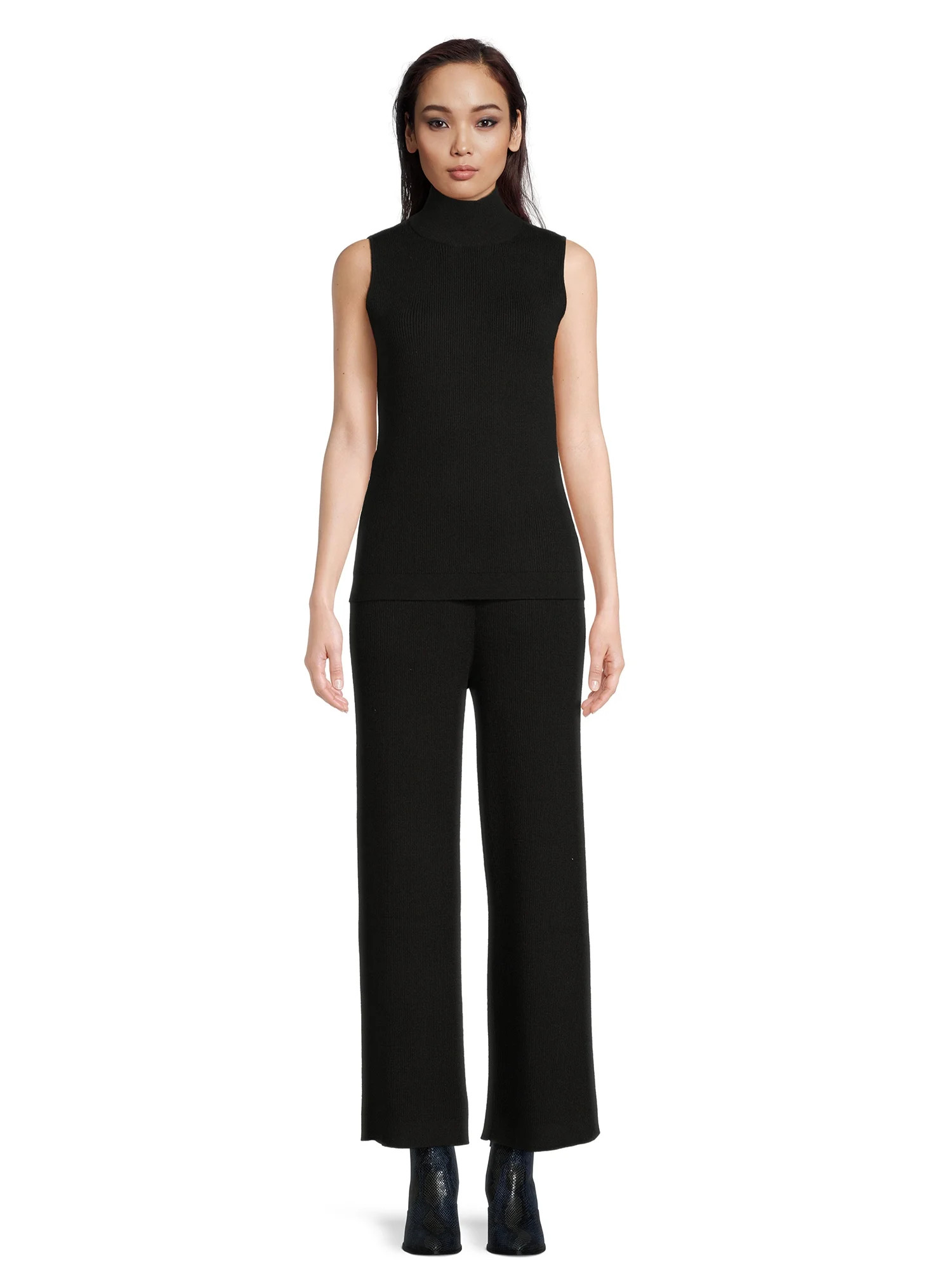 Time and Tru Women's Mock Neck Top and Wide Leg Pants Set, 2-Piece, Sizes XS-3XL | Walmart (US)
