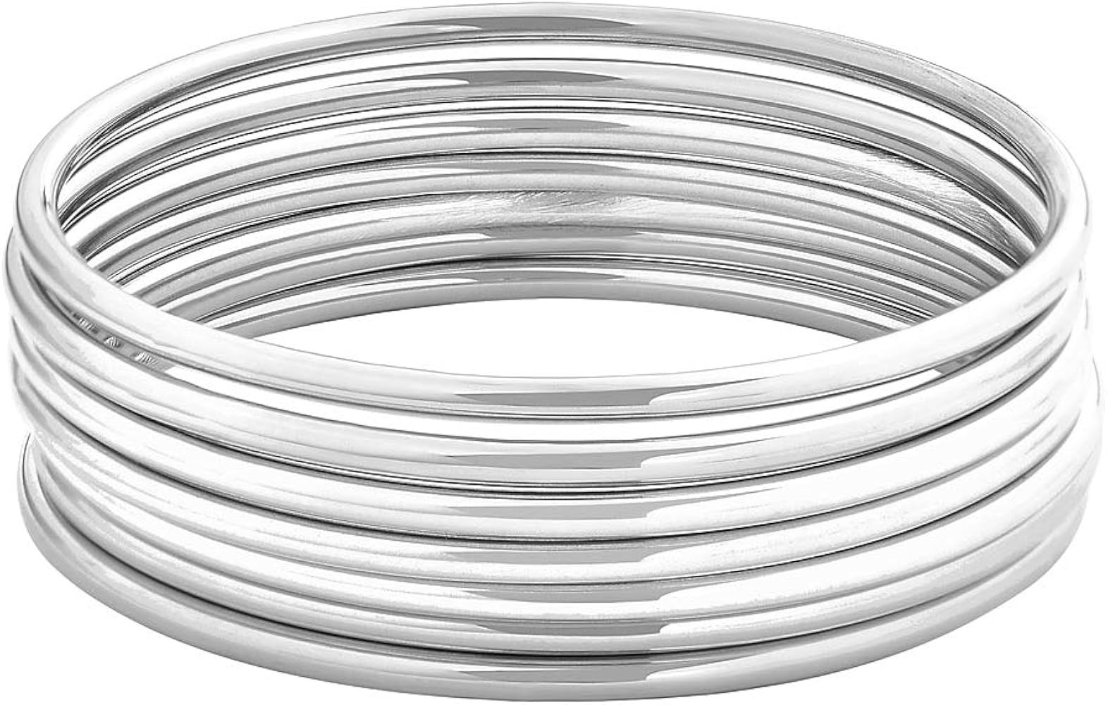 Edforce Stainless Steel Glossy Thin Round Bangle Bracelet Set for Women, Set of 7 | Amazon (US)