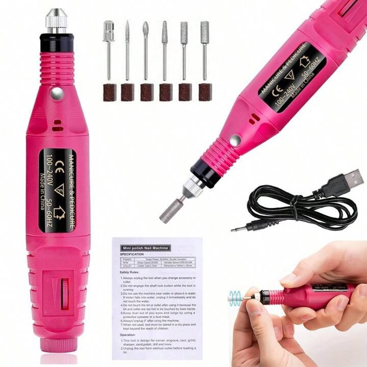 Set Di Macchine Per Trapano Smalto Unghie Elettrico Ciri Con Punte Per Trapano Unghie E Anelli Ab... | SHEIN
