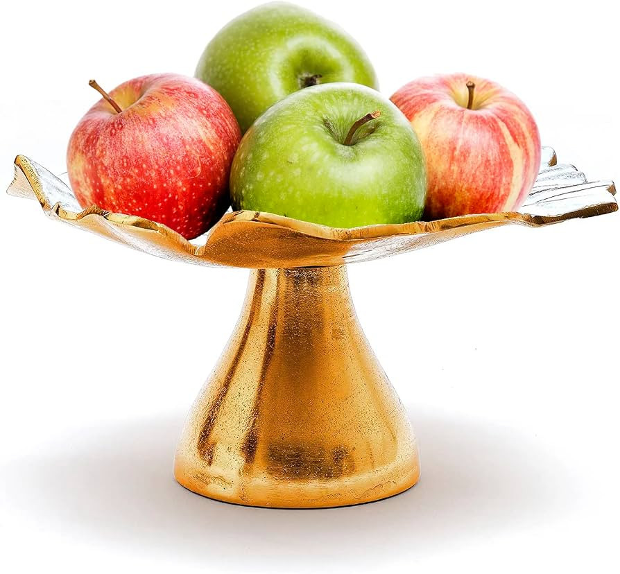 GUTE Flower Gold & White Fruit Bowl & Footed Pedestal Cake Stand Antique Inspired Pedestal Desser... | Amazon (US)