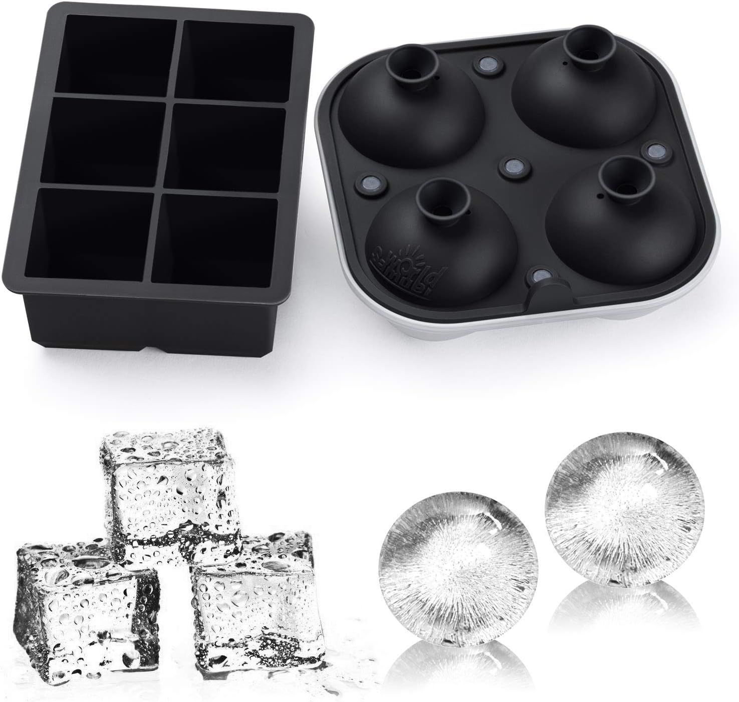 Samuelworld Ice Cube Trays - Jumble Big Cubes & 2.5 inches Large Sphere Ice Mold Combo for Whiskey a | Amazon (US)