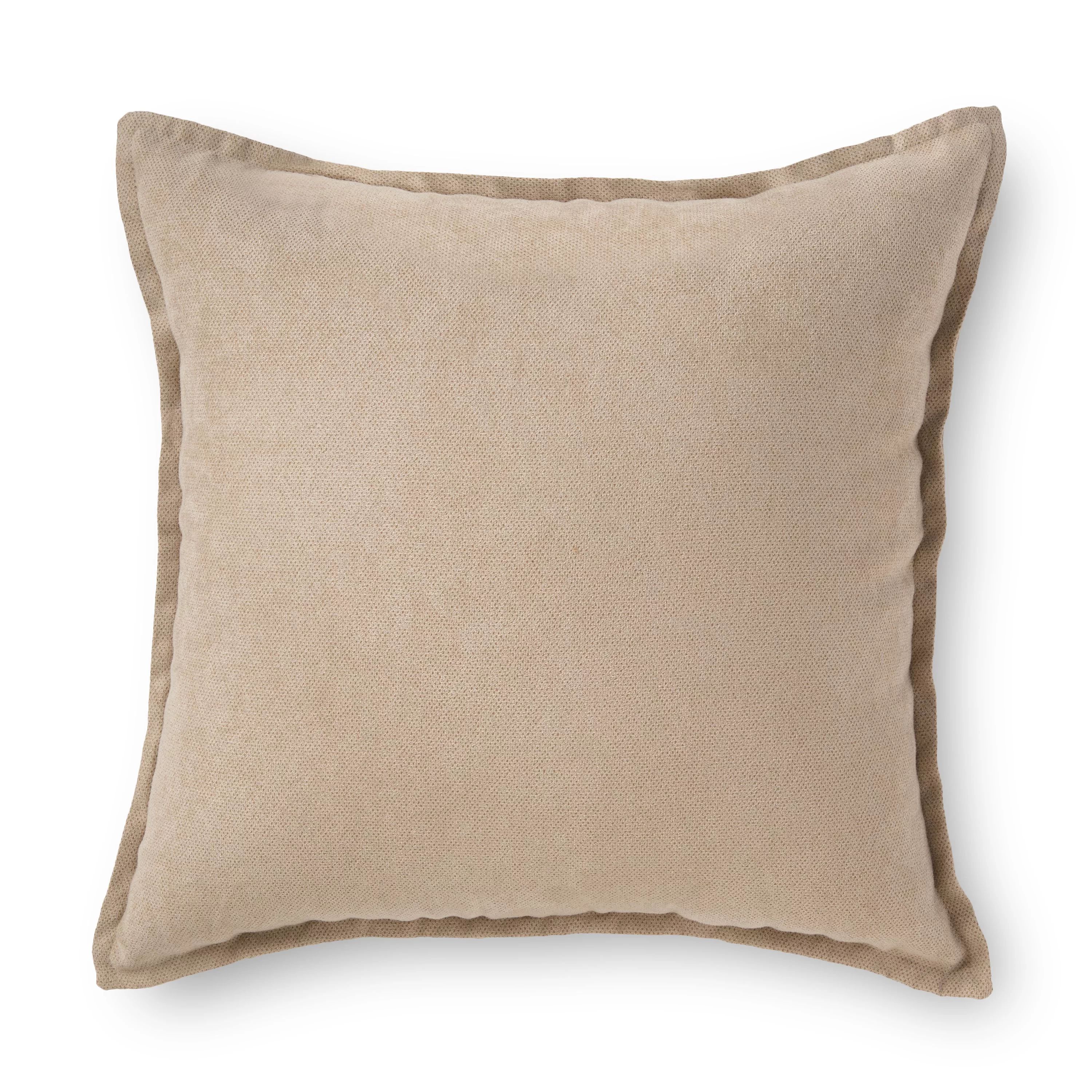 Mainstays Faux Suede Decorative Square Throw Pillow with Flange, 18" x 18", Brownstone - Walmart.... | Walmart (US)