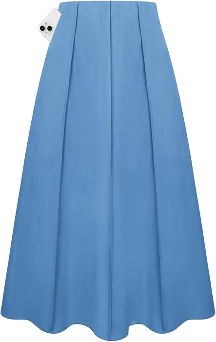 Kate Kasin Women Linen Maxi Skirt, High Waist A Line Skirts with Pockets, Summer Casual Vacation ... | Amazon (US)