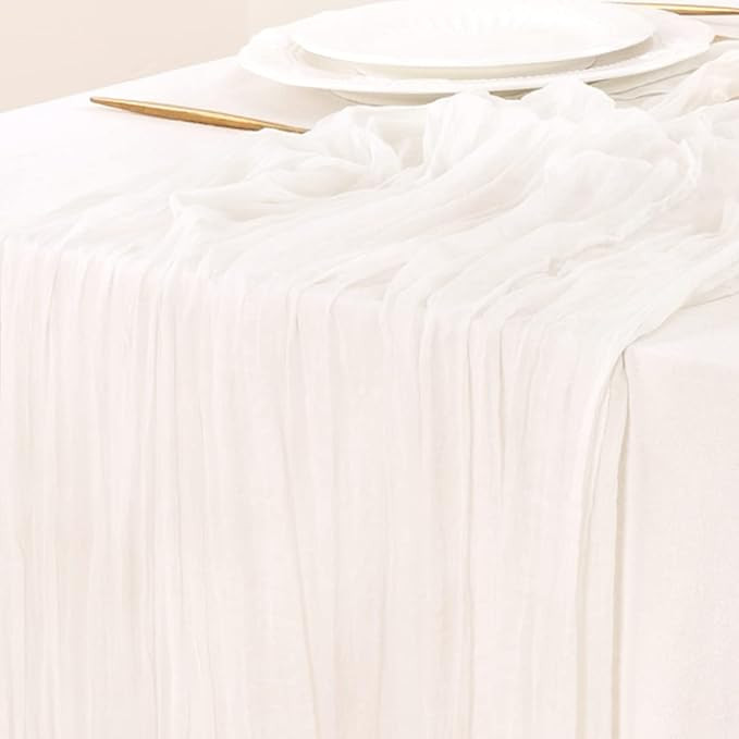Socomi Cheesecloth Table Runner 10ft Gauze Boho Rustic Ivory White Cheese Cloth Table Runner for ... | Amazon (US)