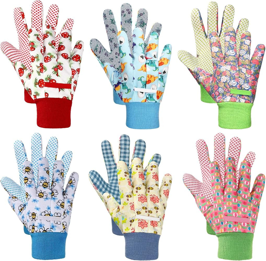 Ramede 6 Pairs Kids Gardening Gloves Children Garden Gloves Soft Non Slip toddler Yard Work Tool ... | Amazon (US)