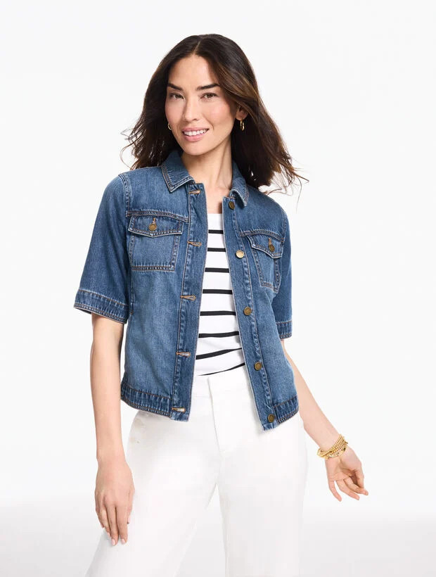Short Sleeve Jean Jacket - Medium Wash | Talbots