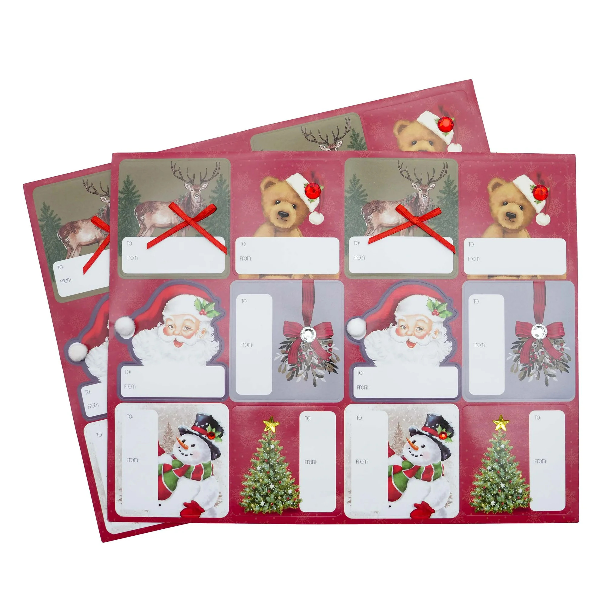 Heritage Santa Vintage-Inspired Peel and Stick Gift Tags, Red and Green, 24 Count, by Holiday Tim... | Walmart (US)