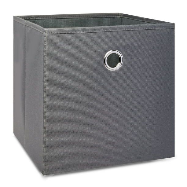 Mainstays Collapsible Fabric Cube Storage Bin (10.5" x 10.5"), Grey Flannel, 4 pack | Walmart (US)