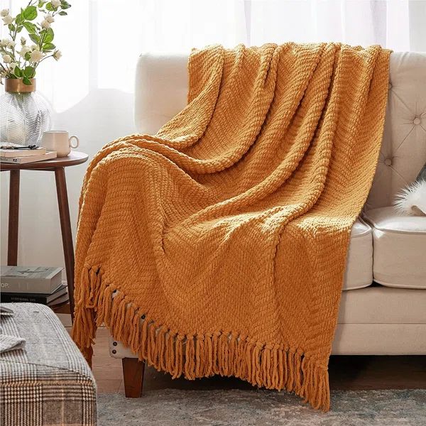 Throw Blanket For Couch, Knit Woven Chenille Blanket Versatile For Chair - Super Soft Warm Decora... | Wayfair Professional