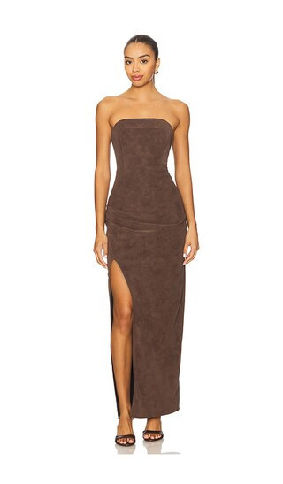 Line & Dot Alfie Maxi Dress in Brown. - size L | Revolve Clothing (Global)