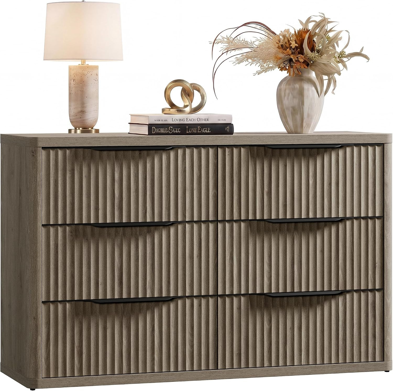 SICOTAS Bedroom Dresser with 6 Deep Wide Large Fluted Drawers for Closet | Amazon (US)