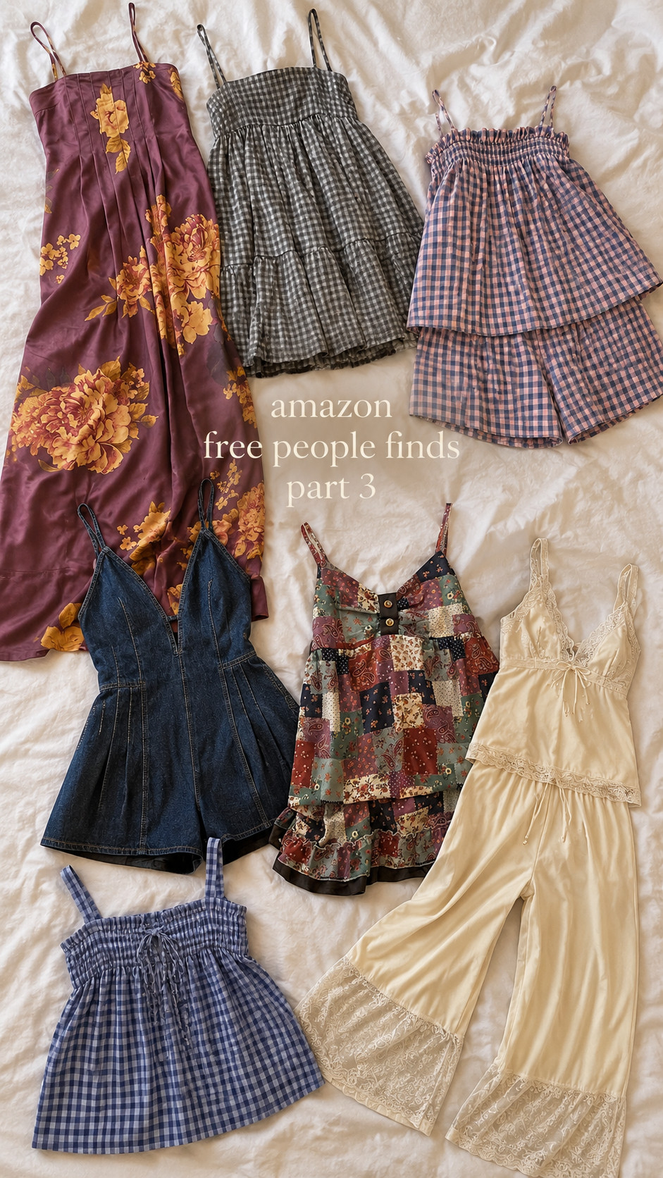 amazon free people finds part 3 and i’m honestly obsessed 🤍 these amazon finds give major free people vibes without the free people price tag. think effortless boho, cool girl basics, relaxed summer outfits, gingham pieces, denim, lace details, and boutique-looking finds that are so cute for coffee runs, weekend plans, vacation, and everyday wear. if you love free people inspired outfits and amazon fashion finds, this one is for you.

comment “free people” for the links ✨

#amazonfinds #amazonfashion #freepeopleinspired #freepeopledupes #fpinspired #amazonoutfits #bohooutfits #summeroutfits #coastalcoolgirl #coolgirlstyle #boutiquefinds #amazonclothes #ltkfashion #tiktokfashion #collegegirlstyle 

 #LTKgrwm #LTKootd #LTKU