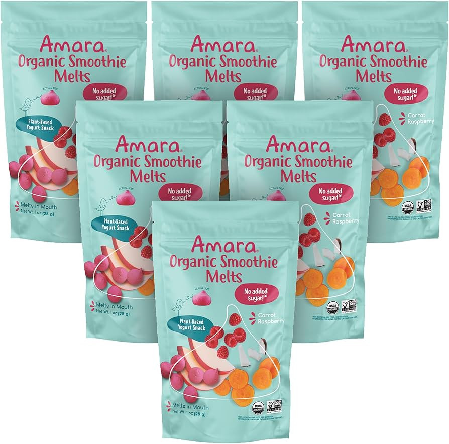 Amara Smoothie Melts - Carrot Raspberry - Baby Snacks Made With Fruits and Vegetables - Healthy T... | Amazon (US)