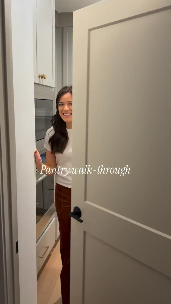 Here are the details of the pantry selections:
Cabinets: Dorian Gray
Countertop: Galactic Black
Tile: Melange, Blanco
Flooring: Engineered hardwood, Bliss Oak: New Dawn

Functional, aesthetic and perfect for our family. 🤎

Home pantry organization | pantry flow and storage | pantry jars and organization | home organization

#LTKHome