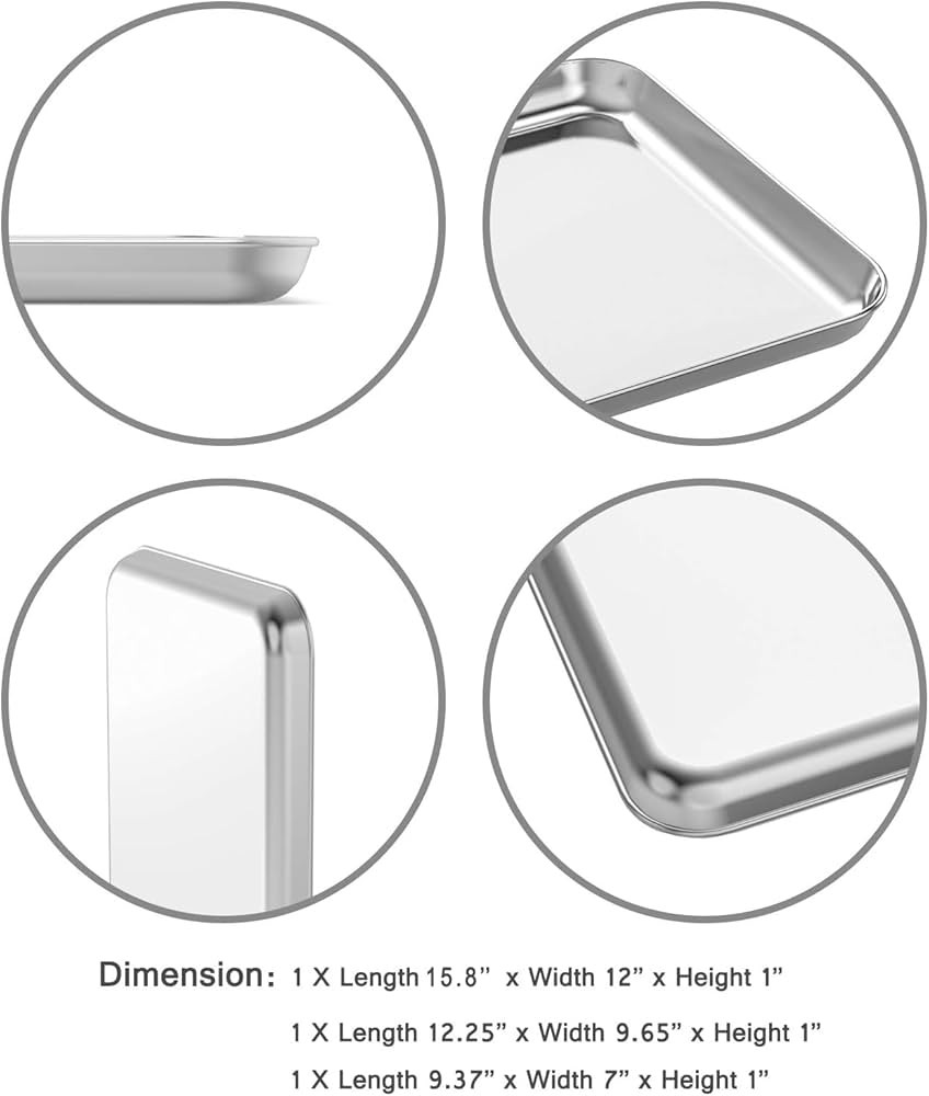 Wildone Baking Sheet Set of 3, Stainless Steel Cookie Sheet Cooking Sheet Pan for Baking & Roasti... | Amazon (US)
