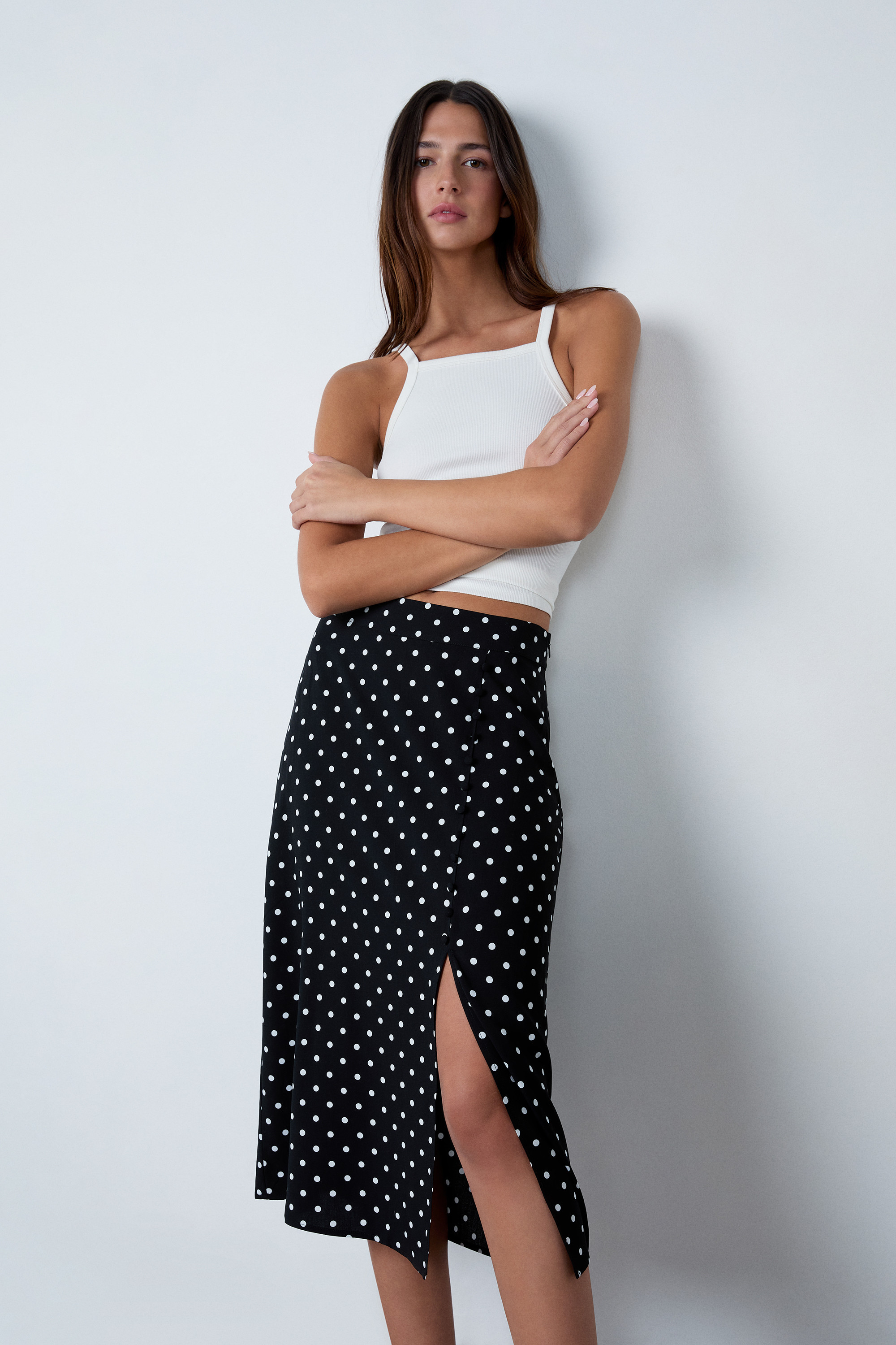 Jupe midi à pois | Etam FR