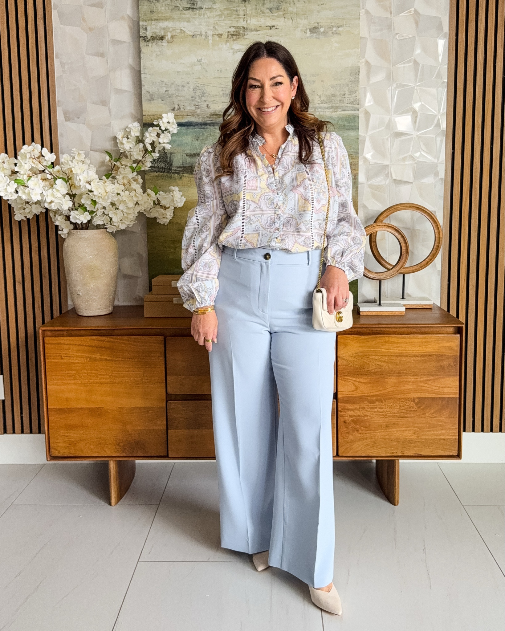 Spring Workwear from Ann Taylor - wearing large in top, 12 in pants both run true to size 

#LTKSeasonal #LTKMidsize #LTKOver40