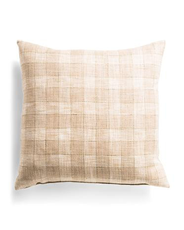 made in usa 22x22 celeste bamboo gingham feather filled pillow | TJ Maxx