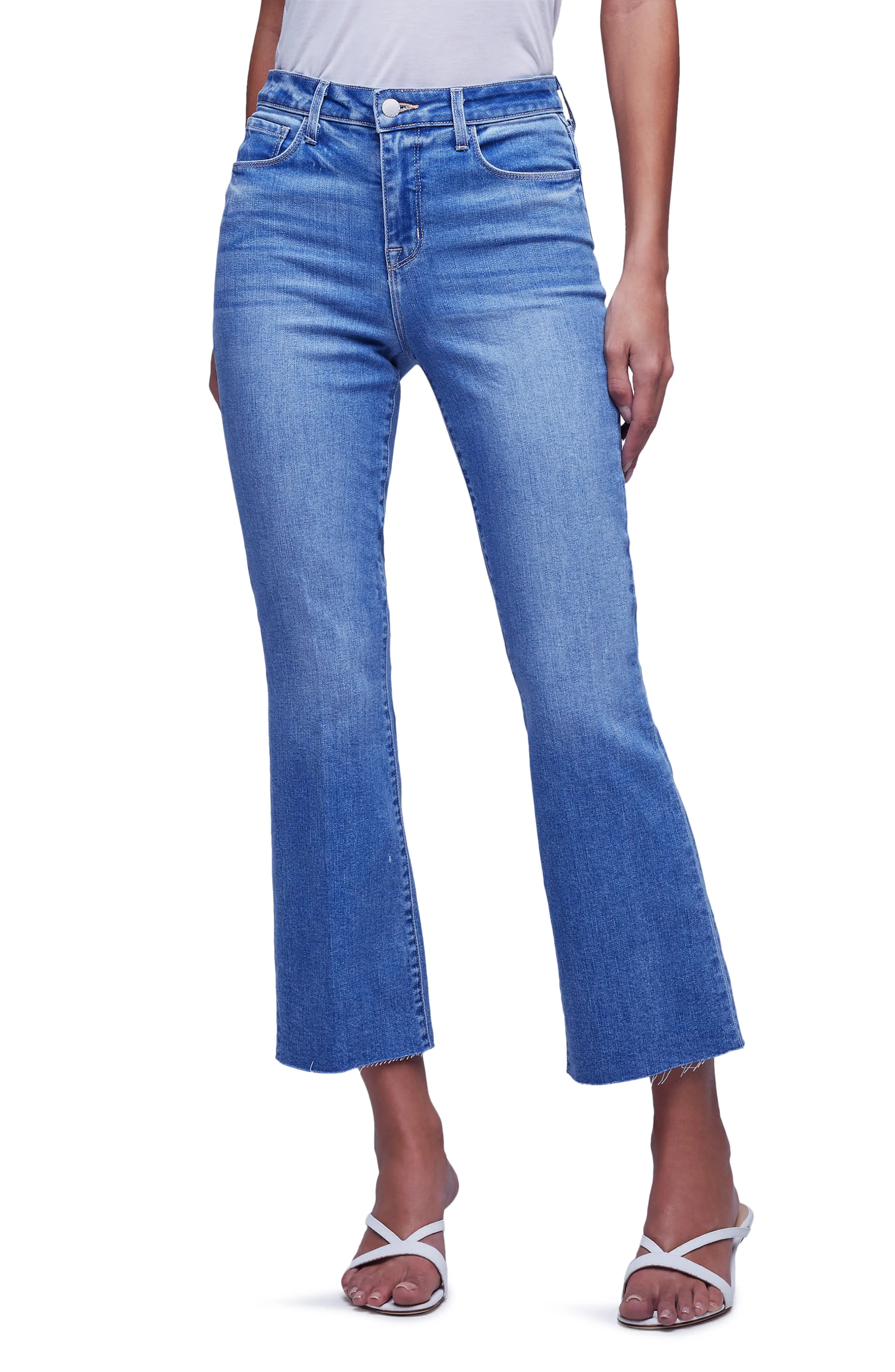 L'AGENCE Kendra Raw Hem Crop Flare Jeans (Women) | Nordstrom | Nordstrom