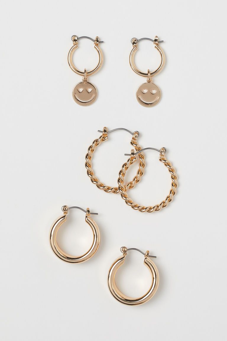 H & M - 3 Pairs Earrings - Gold | H&M (US)