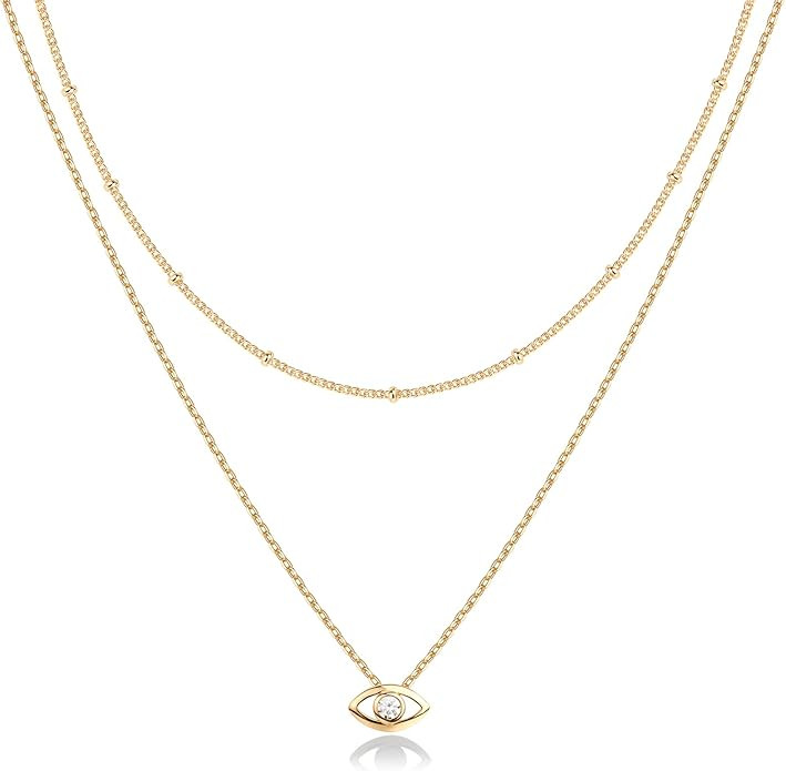 PAVOI 14K Gold Plated Layering Necklaces | Stylish Minimalist Design Pendant Necklaces | Butterfl... | Amazon (US)
