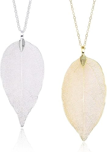 Leaf Long Pendant Necklace Handmade Trendy Filigree Bohemian Jewelry for Women | Amazon (US)