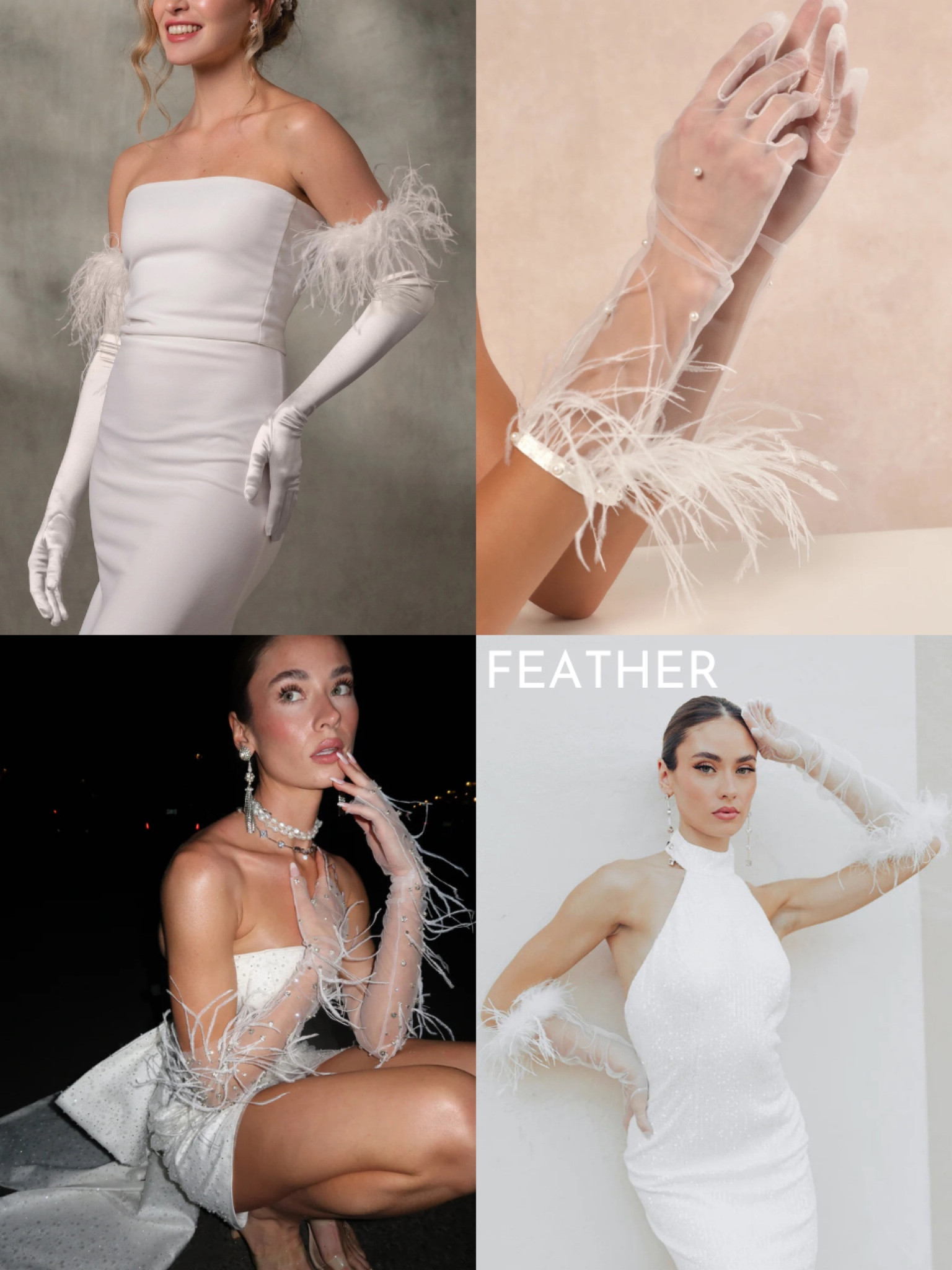 Our favorite bridal accessories? Bridal feather gloves! 