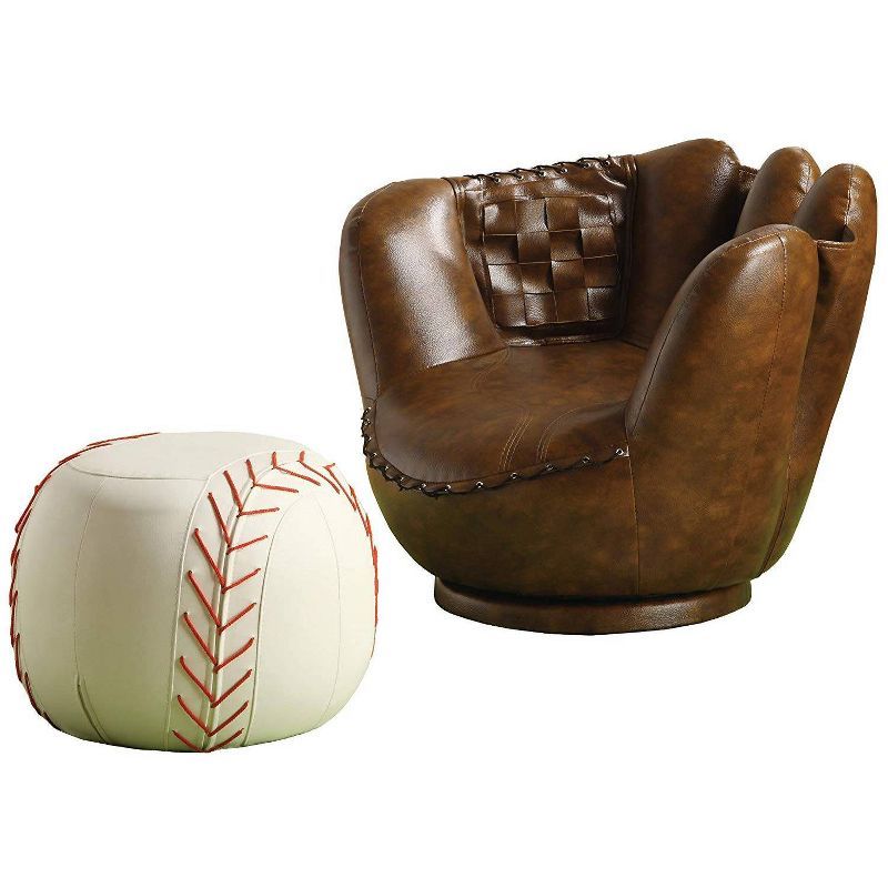 Baseball Glove Chair & Ottoman Brown - Benzara | Target