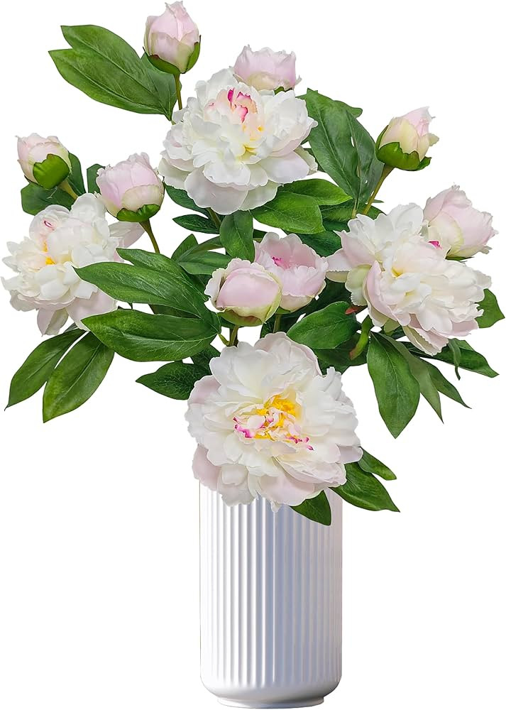 Peony Artificial Flowers,4 Pcs Fake Faux Peonies Flowers Look Real,Silk Peonies with Stems for Ho... | Amazon (US)
