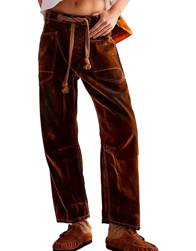 Kedera Mid Rise Barrel Pant Women 2025 Spring Drawstring Wide Leg Denim Jean Trousers Baggy Boyfr... | Amazon (US)