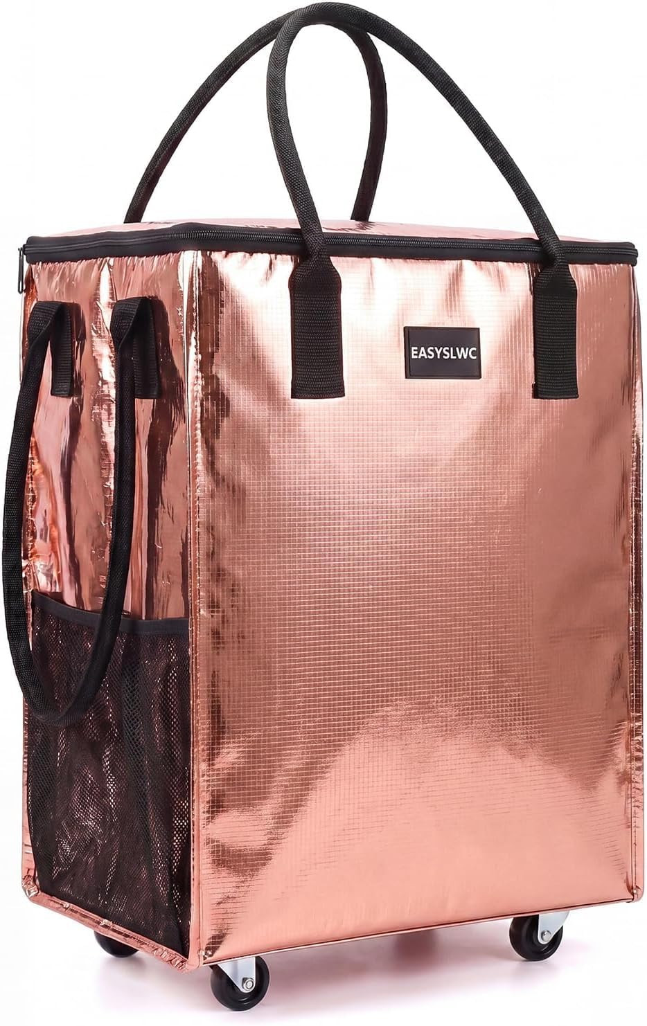 Grocery Bag Rolling Tote Bag on 4 Wheels, Shopping Bag with Wheels Handle | Amazon (US)