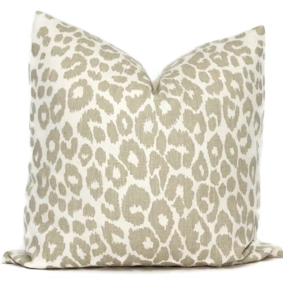 Schumacher Iconic Leopard in Linen Decorative Pillow Cover, 20x20 22x22 Eurosham, Lumbar pillow T... | Etsy (US)