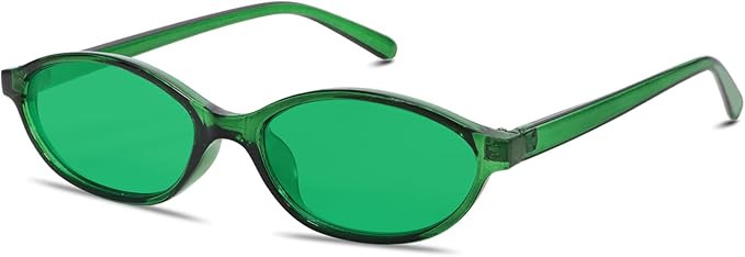 Retro Oval Sunglasses for Women Chic Cat Eye 90s Sunnies Lightweight Narrow Shades Trendy UV prot... | Amazon (US)