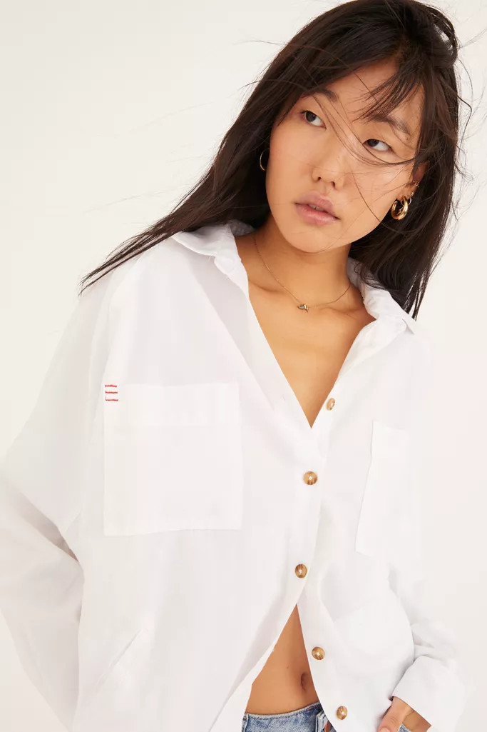 BDG Quinn Button-Front Blouse | Urban Outfitters (US and RoW)