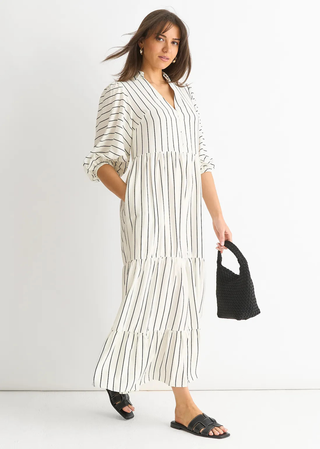 Dresses | White Stripe Viscose Smock Maxi Dress | Gini London | Debenhams UK