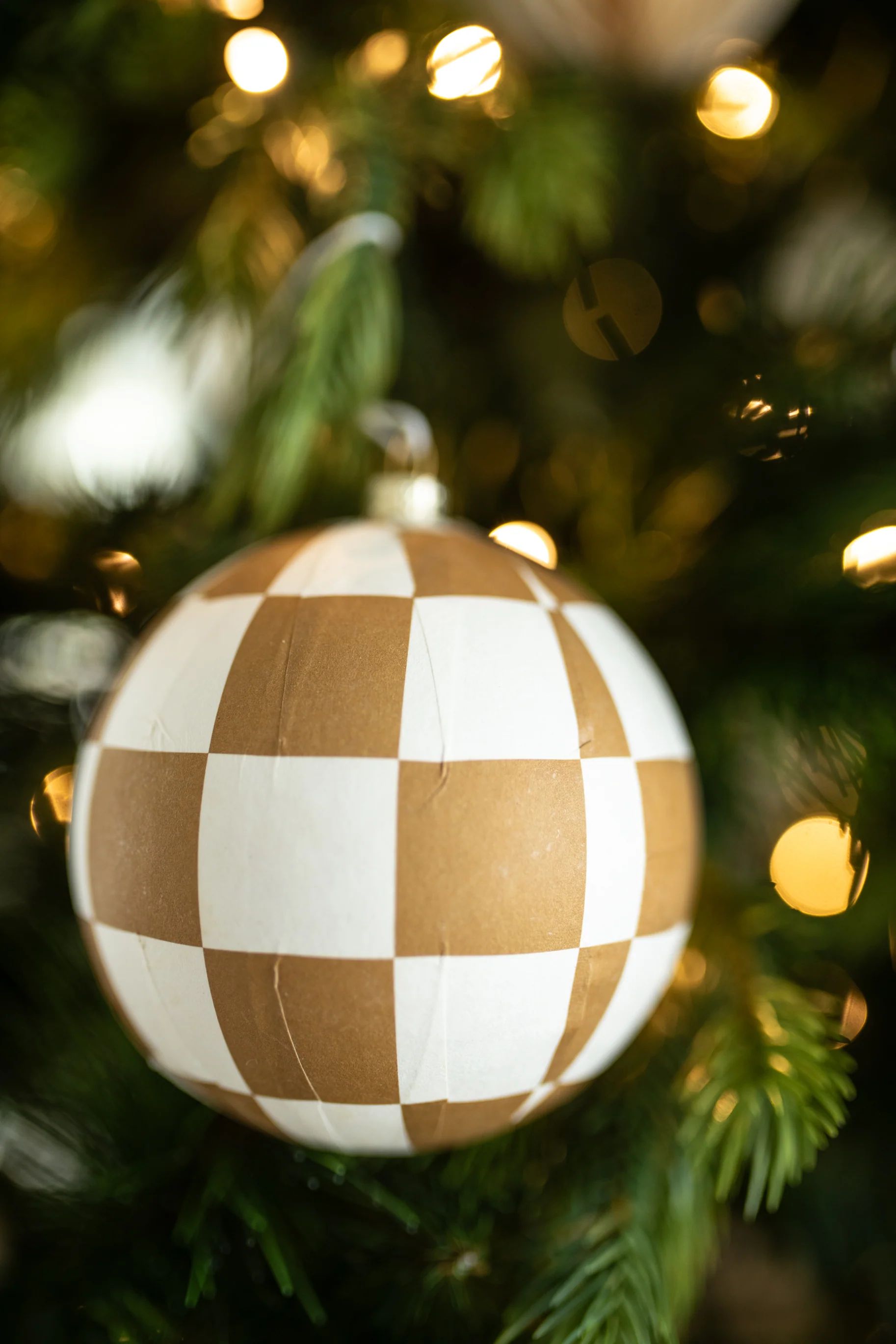 Checkered Paper Mache Ornament | Sweenshots Studios