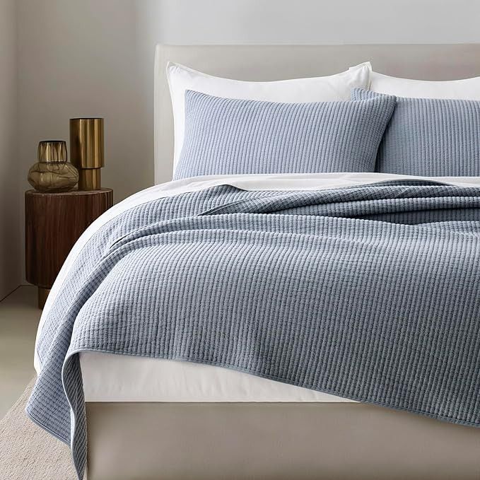 EVERGRACEHOME Cotton Coverlet Set Full Queen Size 3 Pieces, Lightweight Soft Ribbed Matelassé Be... | Amazon (US)