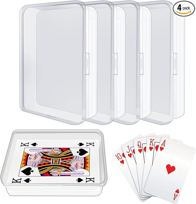 IOKUKI 4 Pcs Blank Playing Card Case, Clear Card Deck Box, Plastic Playing Game Card Storage Box ... | Amazon (US)