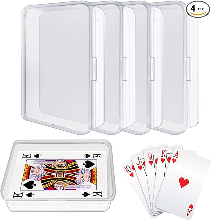 IOKUKI 4 Pcs Blank Playing Card Case, Clear Card Deck Box, Plastic Playing Game Card Storage Box ... | Amazon (US)