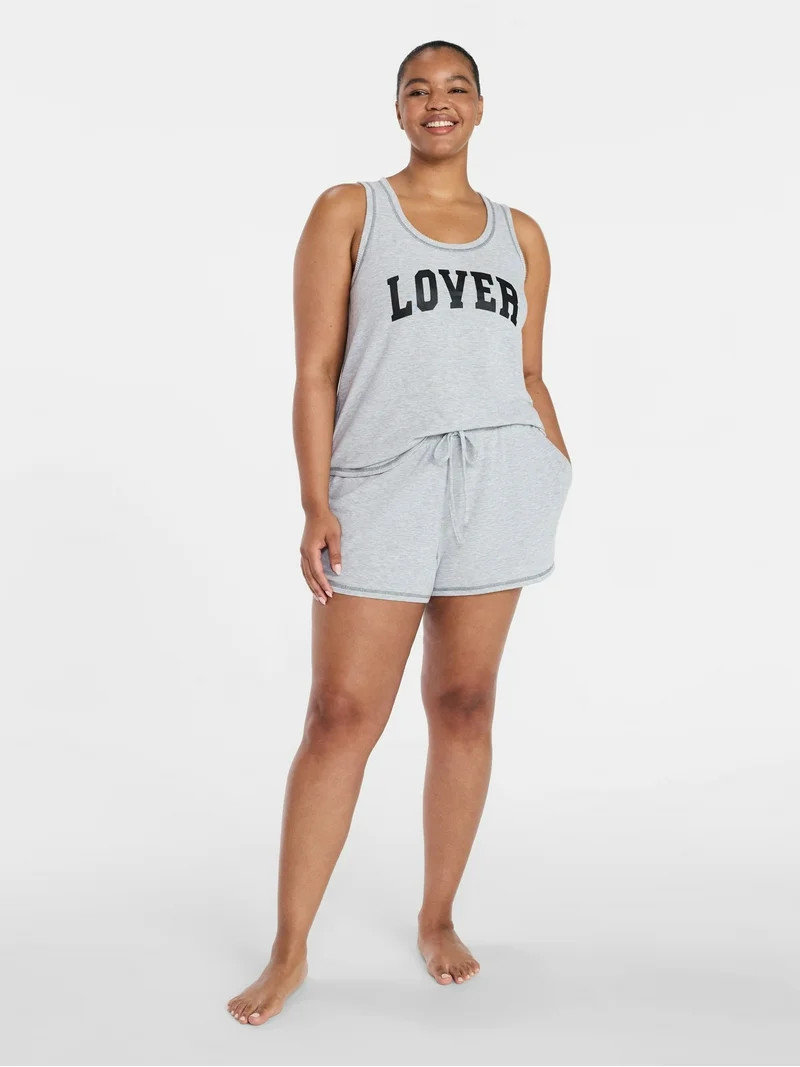 Joyspun Women's Cozy Lounge Collection Hacci Knit Tank Top and Shorts Pajama Set, 2-Piece, Sizes ... | Walmart (US)