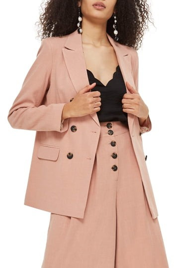 Women's Topshop Double Breasted Blazer, Size 2 US (fits like 0) - Pink | Nordstrom
